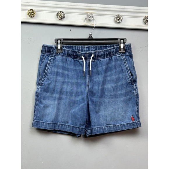 Polo Ralph Lauren Shorts Teen 18 Blue Denim Drawstring Casual Cotton Summer - Picture 1 of 10